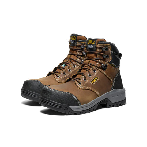 1029856 Keen Utility Woman’s Evanston 6” CSA Waterproof (Carbon Fiber Toe) Bison/Black